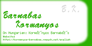 barnabas kormanyos business card